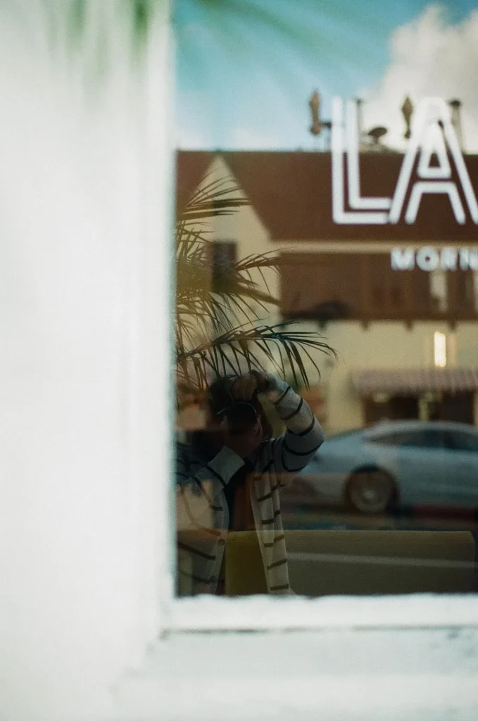 self portrait on film in Laguna Beach, California